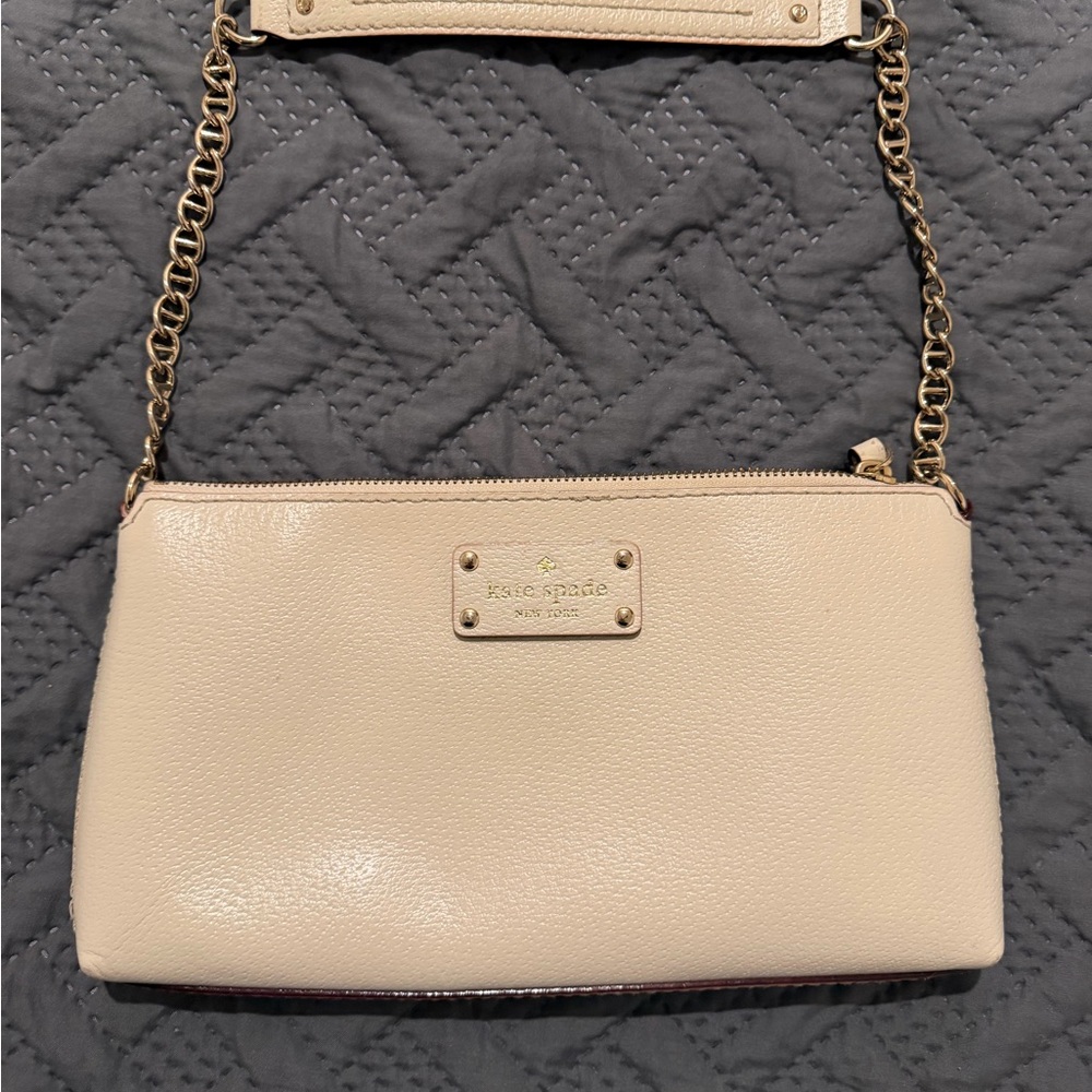 Kate Spade Cream Wristlet with Gold Chain